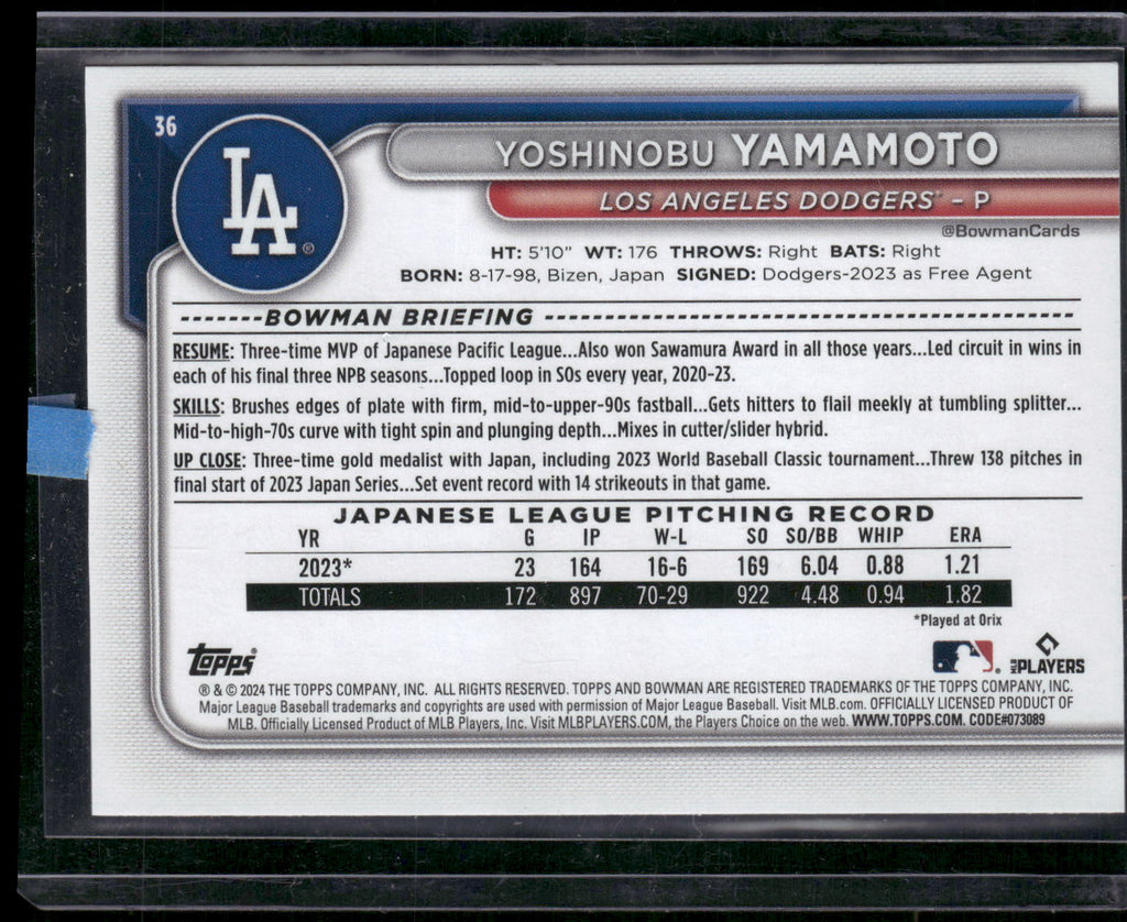2024 Bowman #36 Yoshinobu Yamamoto