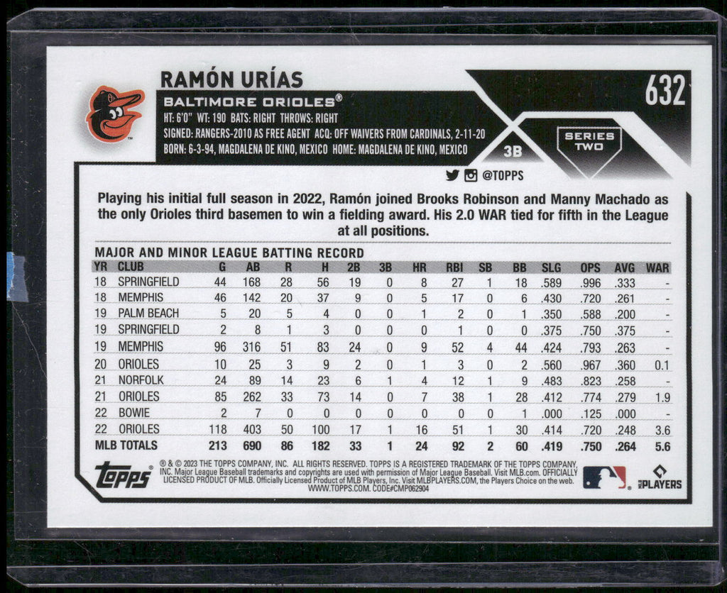 2023 Topps #632 Ramón Urías Gold #/2023