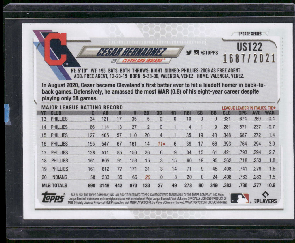 2021 Topps Update #US122 Cesar Hernandez Gold #/2021