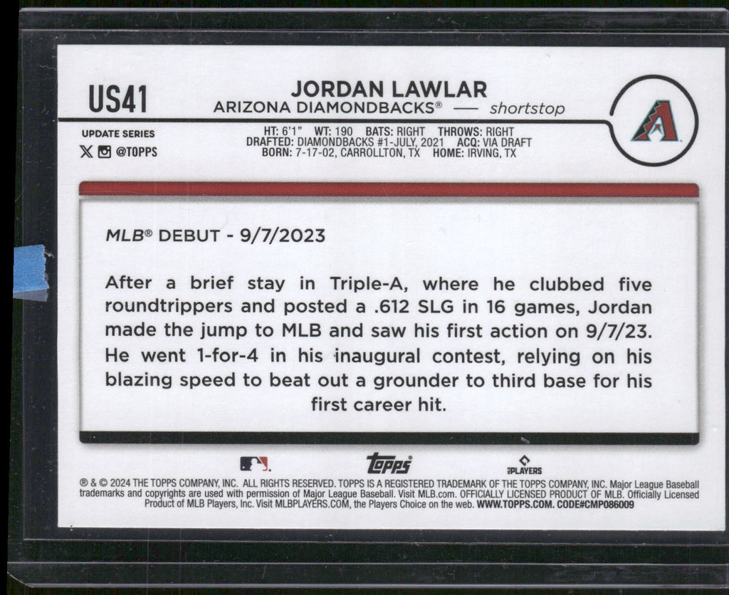 2024 Topps Update #US41 Jordan Lawlar