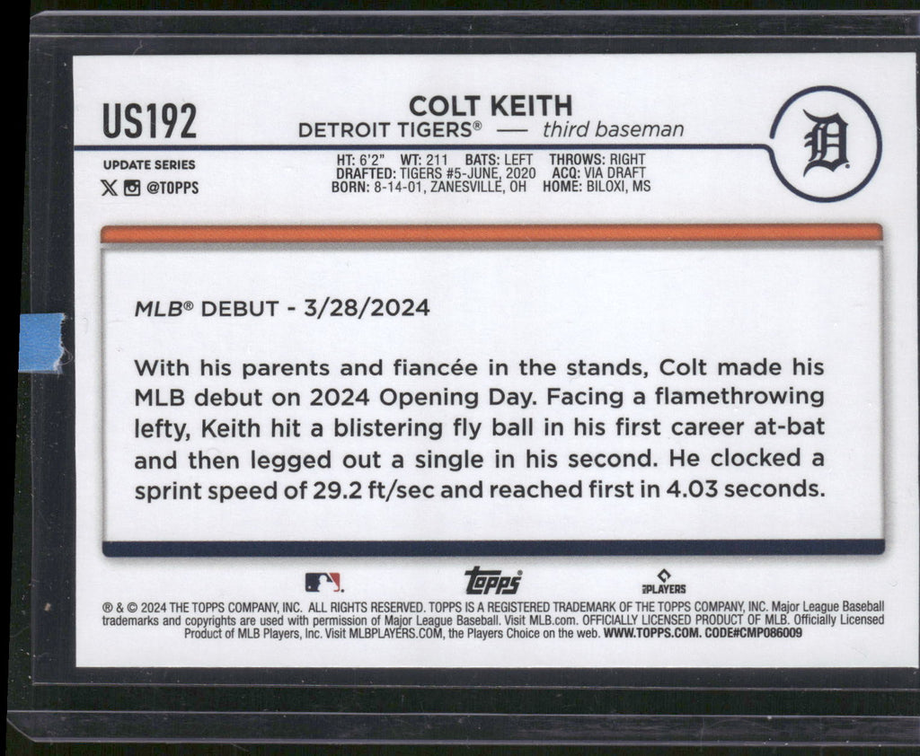 2024 Topps Update #US192 Colt Keith