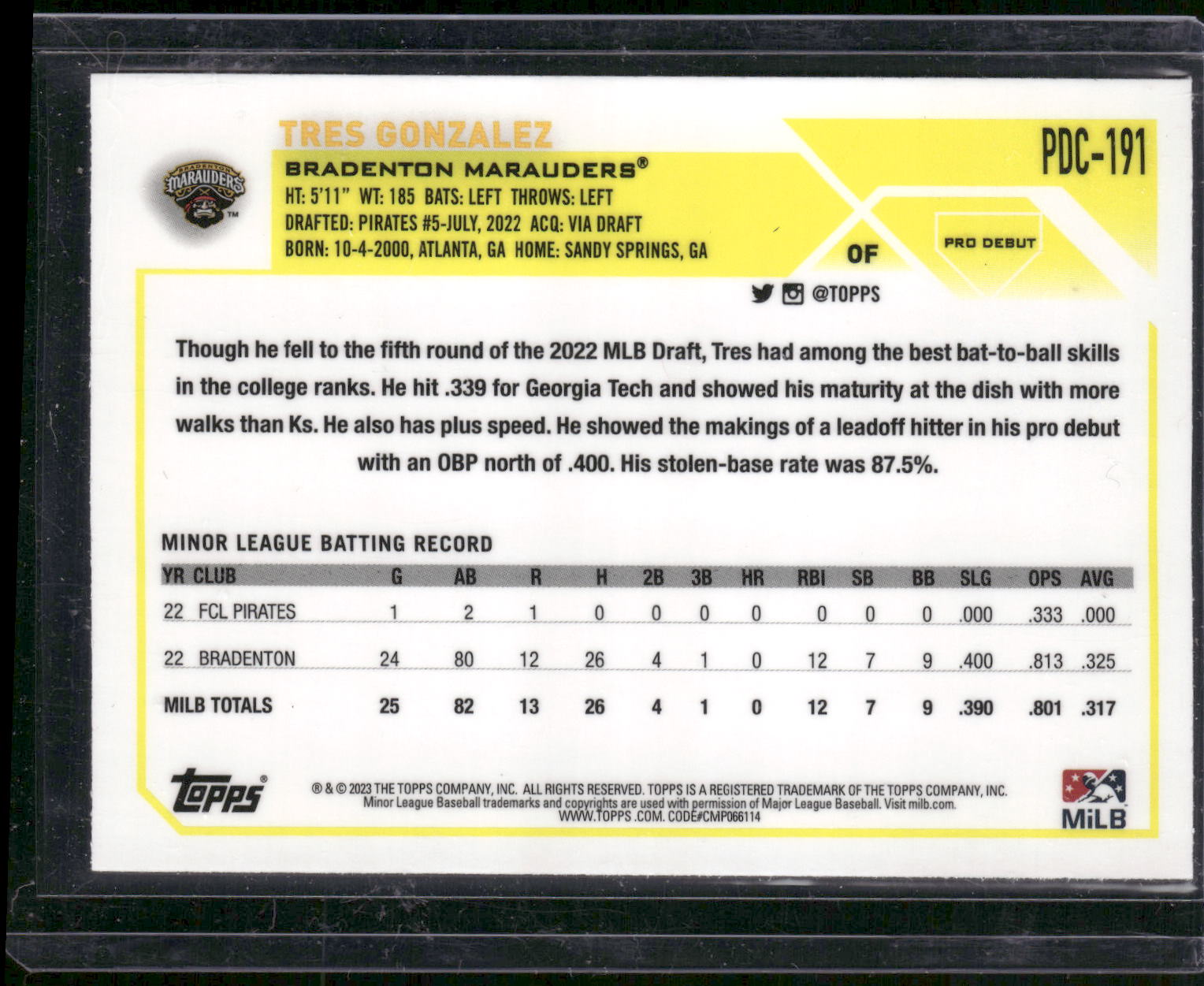 2023 Topps Pro Debut #PDC-191 Tres Gonzalez Chrome