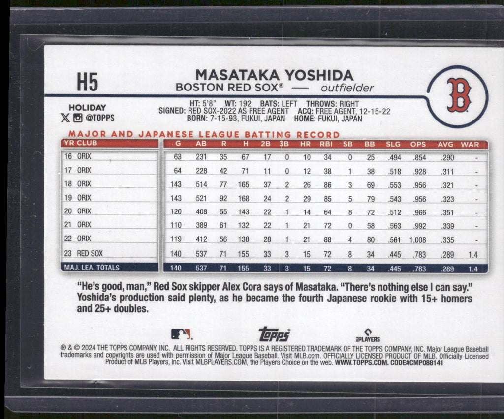 2024 Topps Holiday #H5 Masataka Yoshida Holiday Tree
