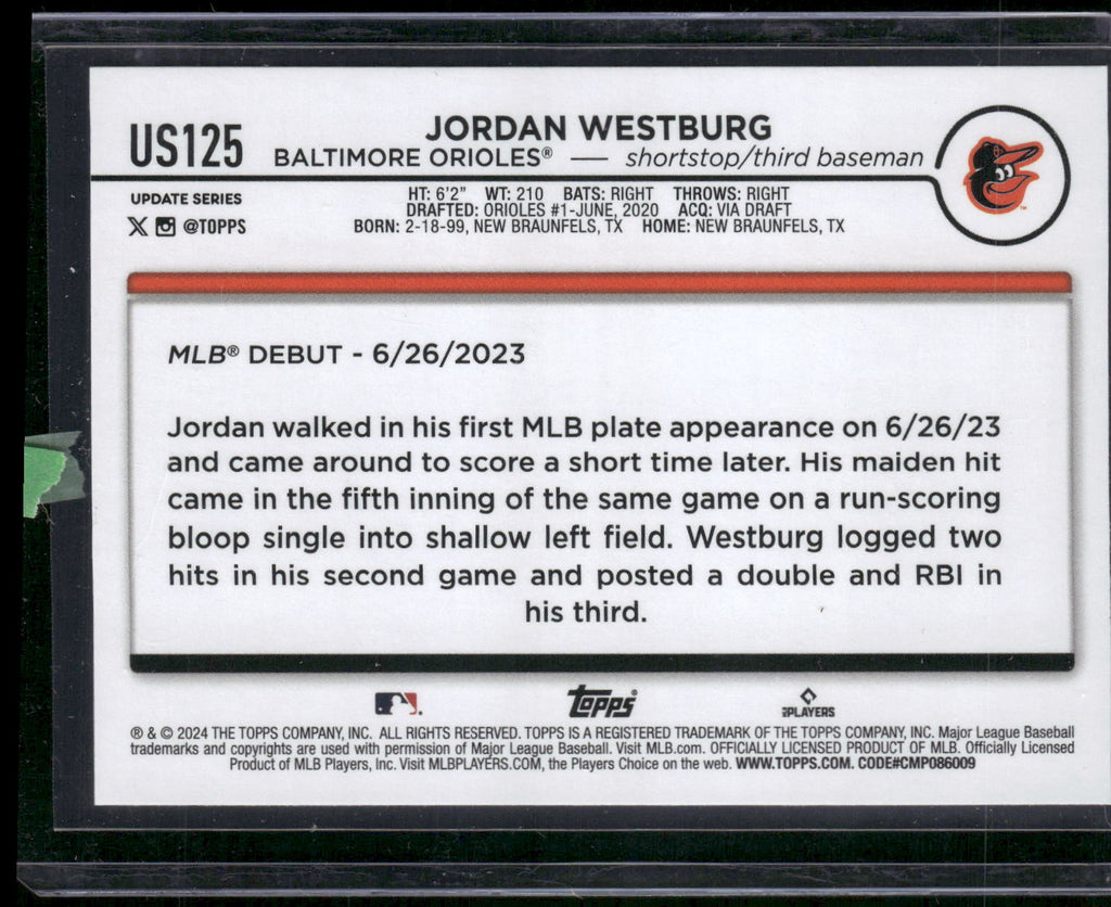 2024 Topps Update #US125 Jordan Westburg