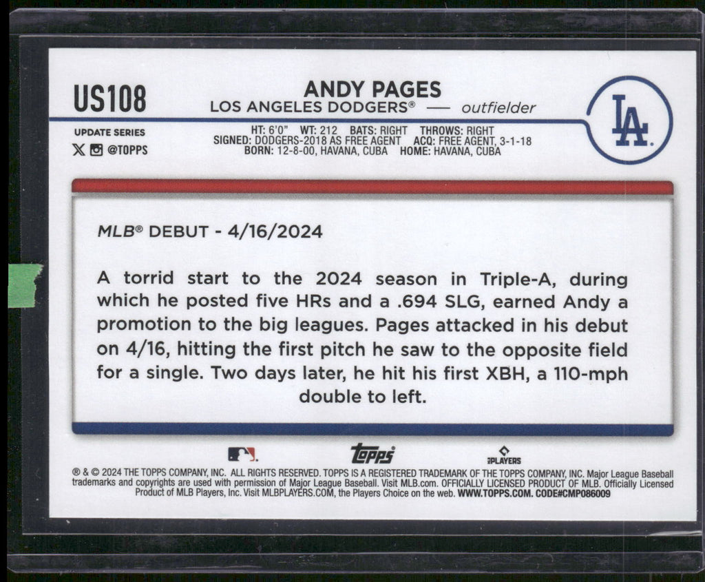 2024 Topps Update #US108 Andy Pages