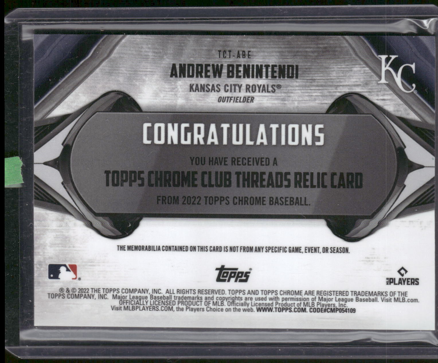 2022 Topps Chrome #TCT-ABE Andrew Benintendi Topps Chrome Authentics Relics