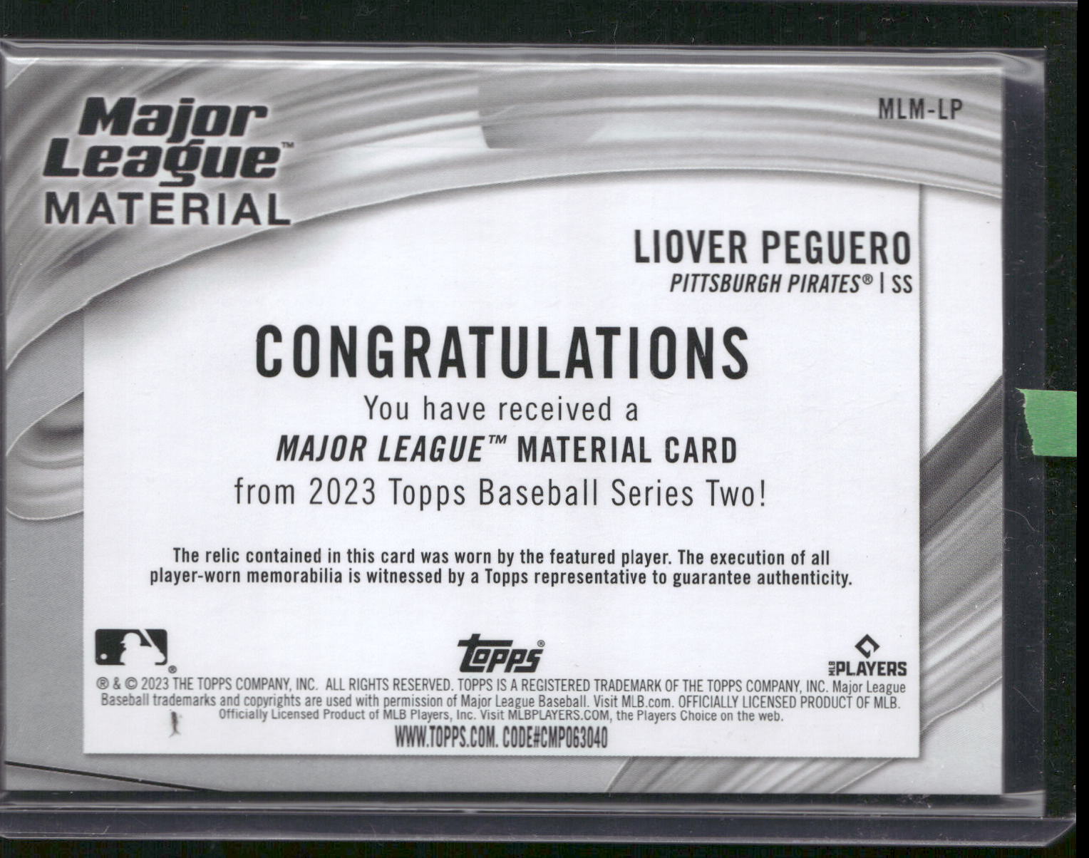 2023 Topps #MLM-LP Liover Peguero Major League Material Relics