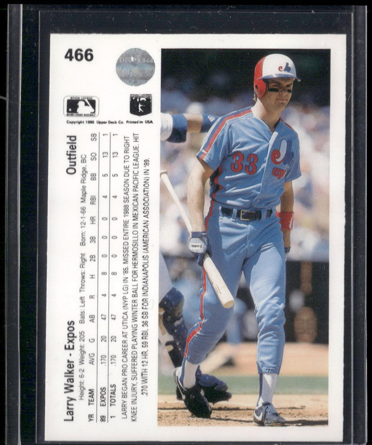 1990 Upper Deck #466 Larry Walker