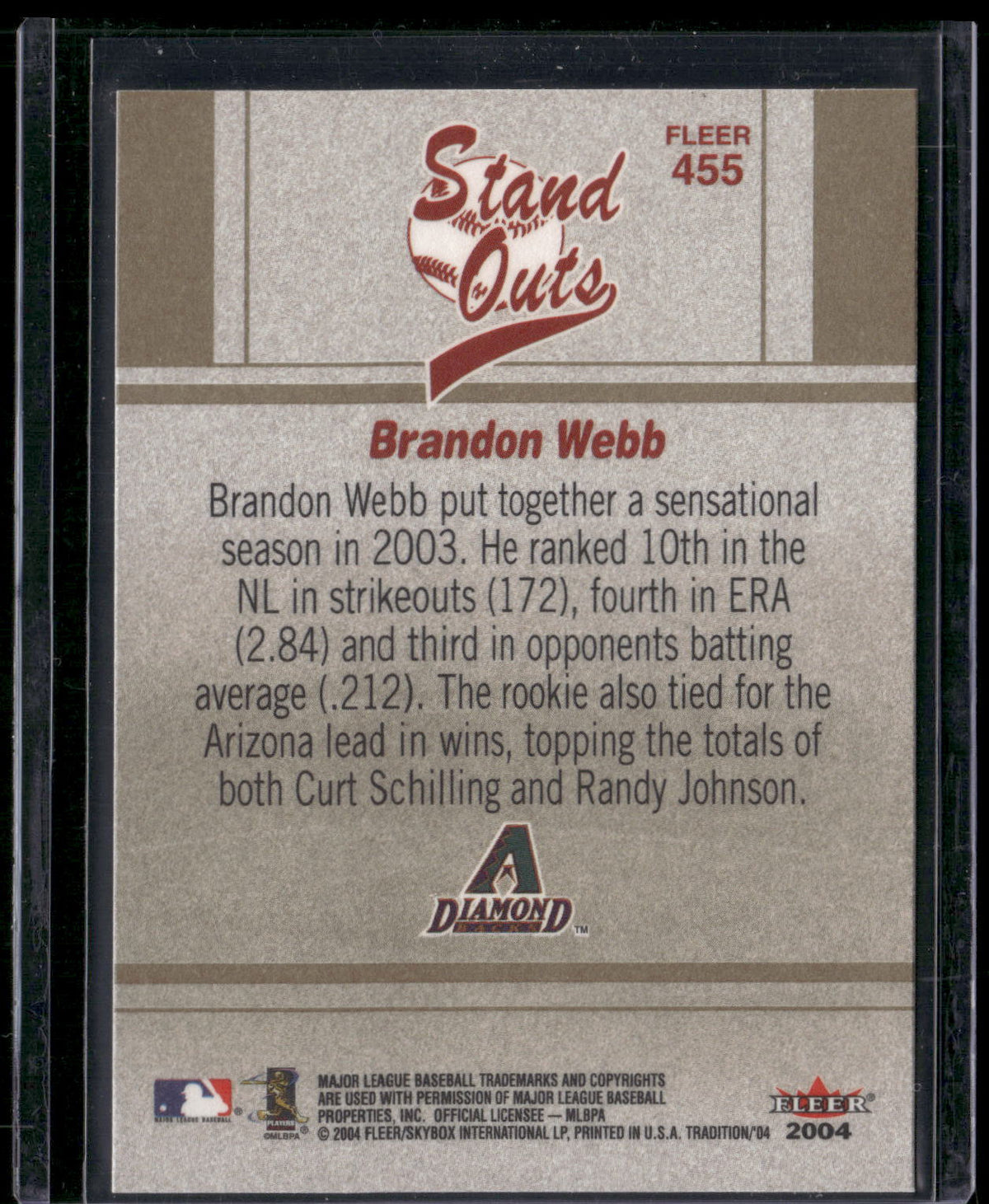 2004 Fleer Tradition #455 Brandon Webb