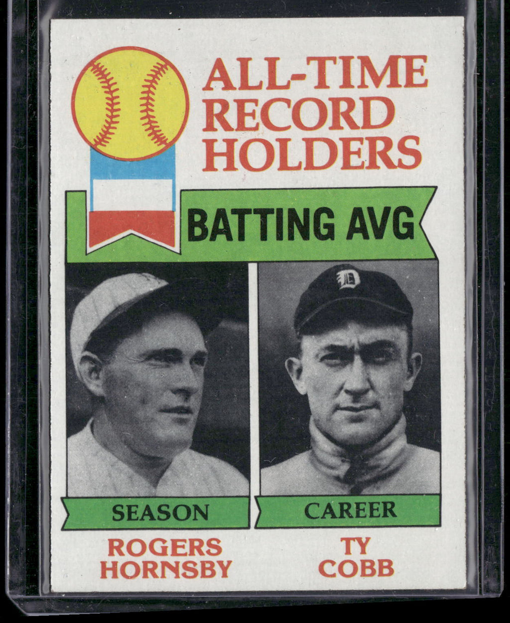 1979 Topps #414 All-Time Record Holders: Batting Average Hornsby / Cobb