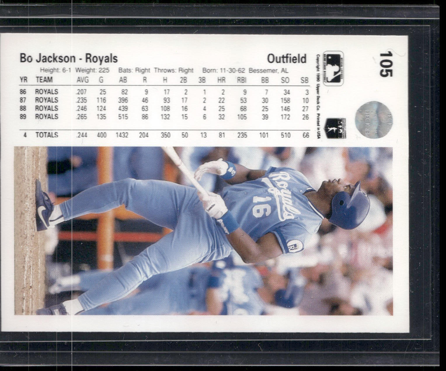 1990 Upper Deck #105b Bo Jackson