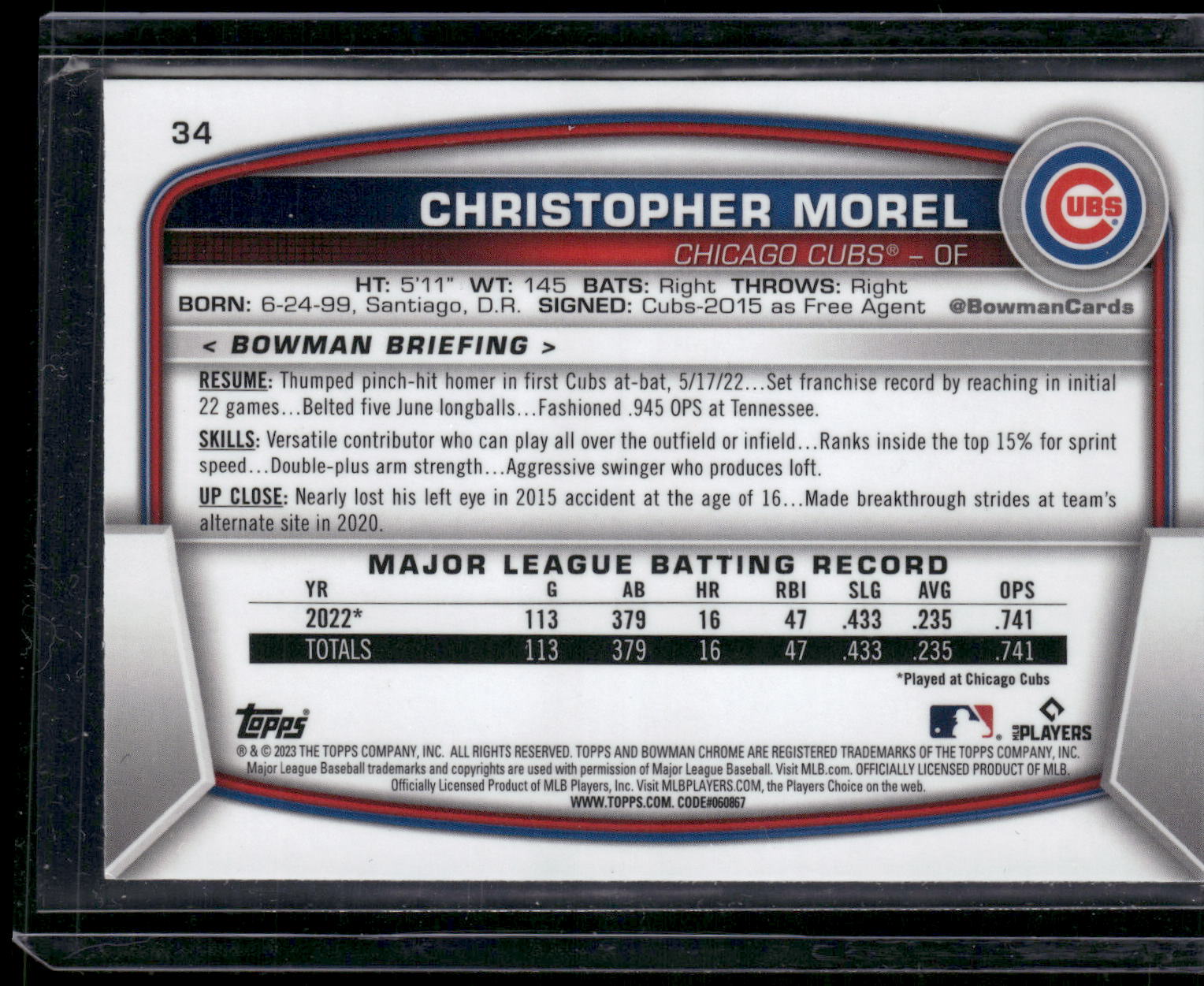2023 Bowman Chrome #34 Christopher Morel