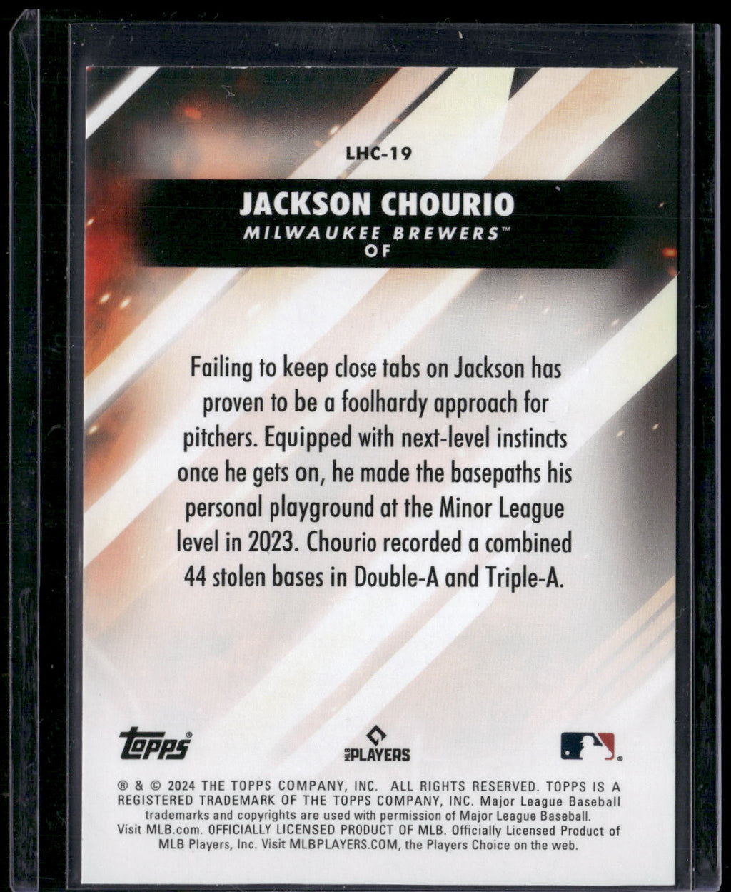 2024 Topps Update #LHC-19 Jackson Chourio Let Him Cook