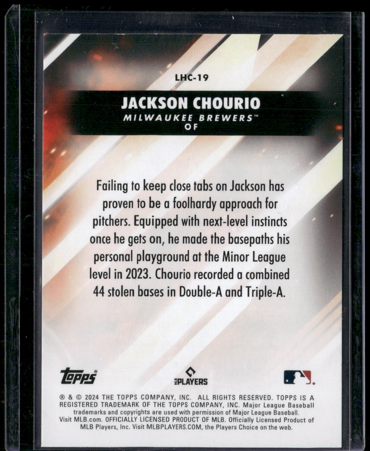 2024 Topps Update #LHC-19 Jackson Chourio Let Him Cook