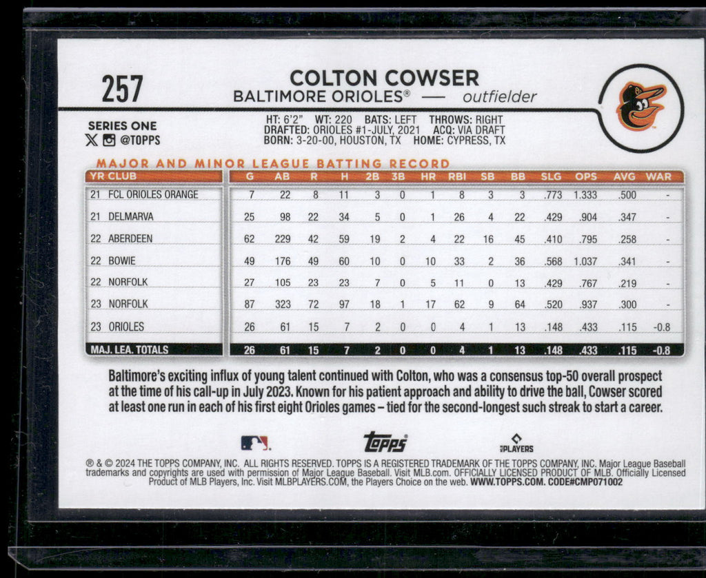2024 Topps #257 Colton Cowser