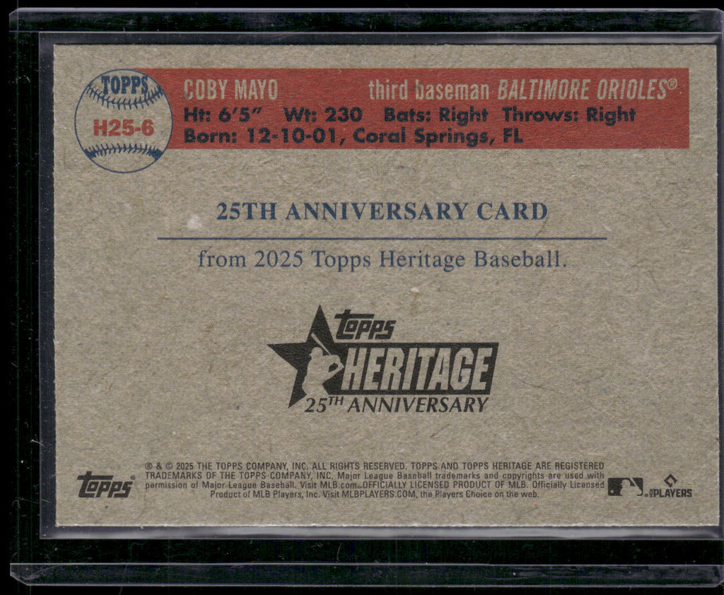 2025 Topps Heritage #H25-6 Coby Mayo Heritage 25th Anniversary