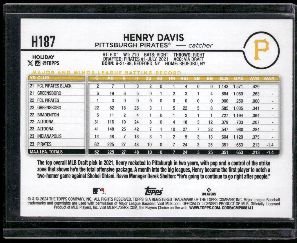 2024 Topps Holiday #H187 Henry Davis