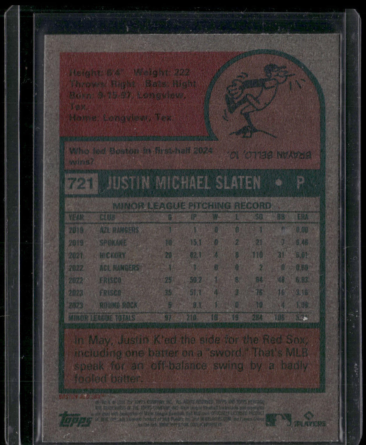 2024 Topps Heritage #721 Justin Slaten