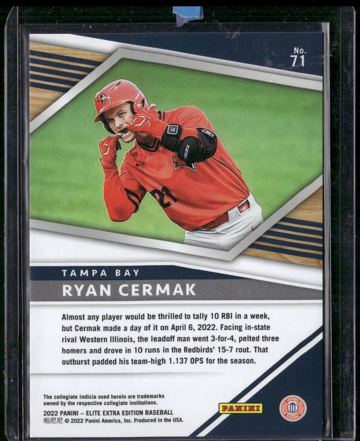2022 Panini Elite Extra Edition #71 Ryan Cermak Aspirations Blue #/349