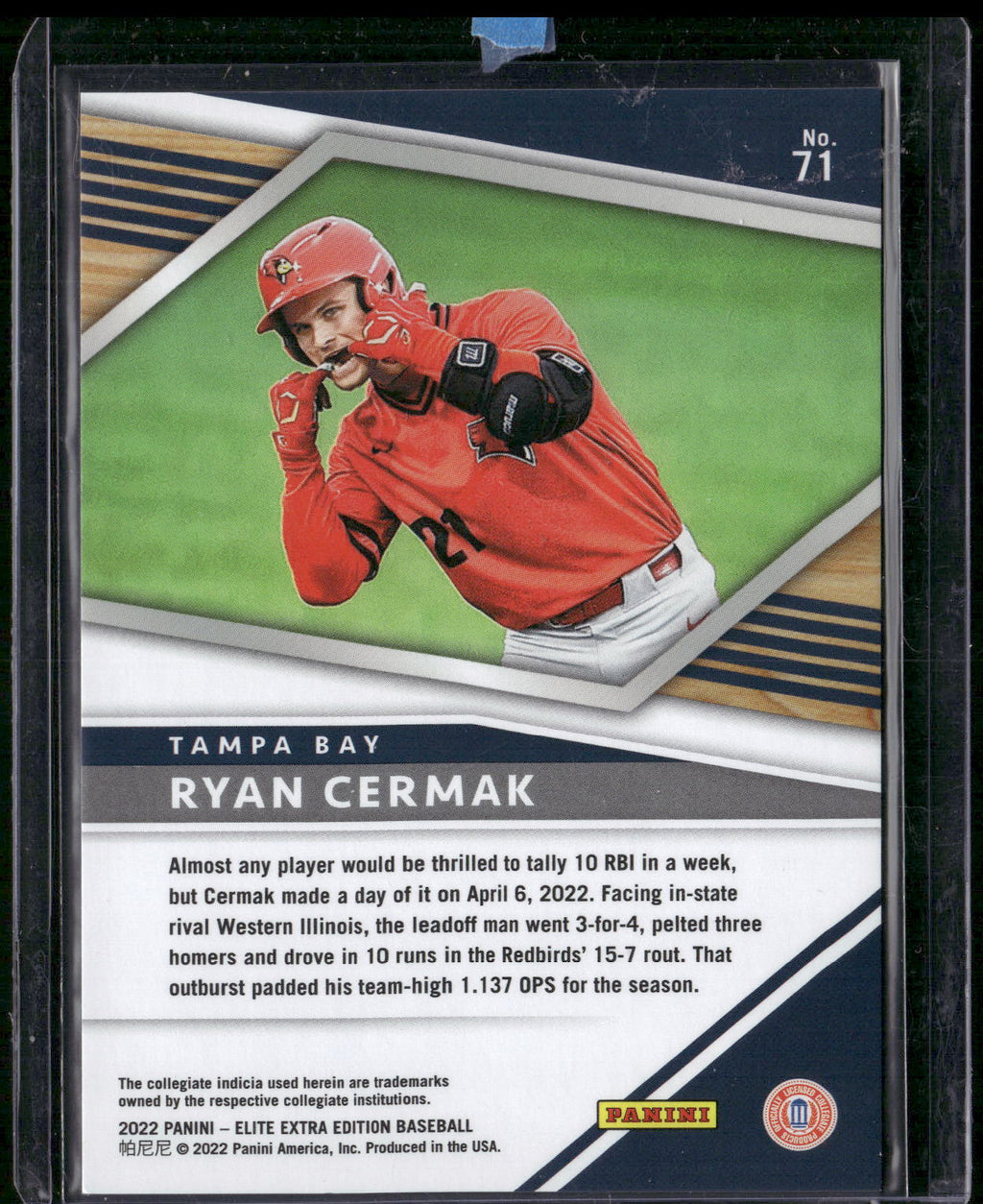 2022 Panini Elite Extra Edition #71 Ryan Cermak Aspirations Blue #/349