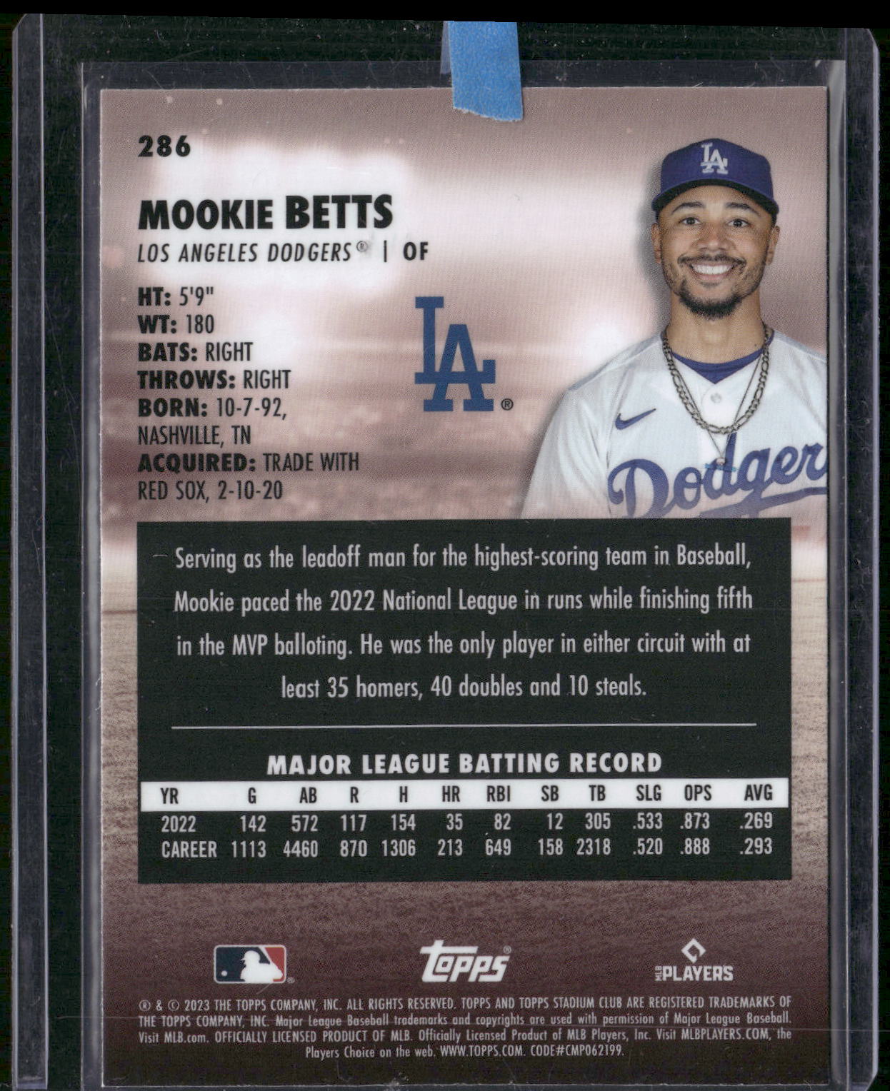 2023 Stadium Club #286 Mookie Betts Chrome