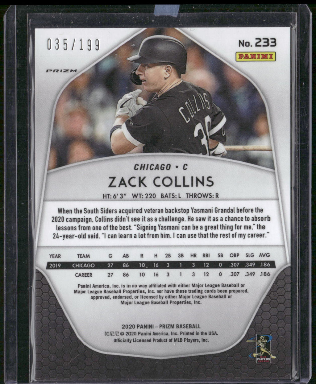 2020 Panini Prizm #233 Zack Collins Blue Donut Circles Prizm #/199