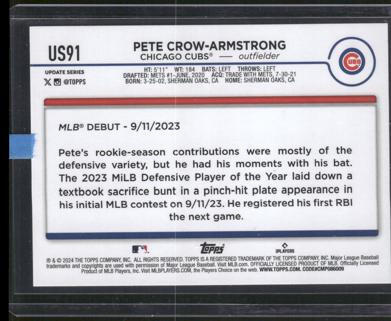 2024 Topps Update #US91 Pete Crow-Armstrong