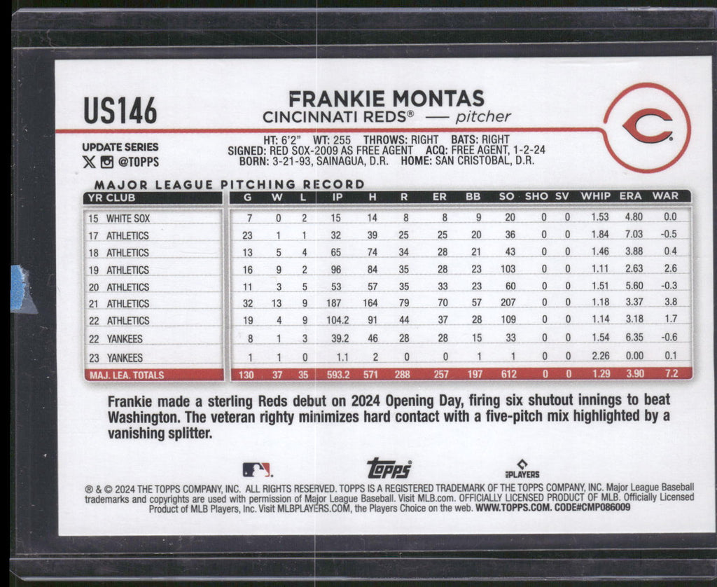 2024 Topps Update #US146 Frankie Montas Yellow