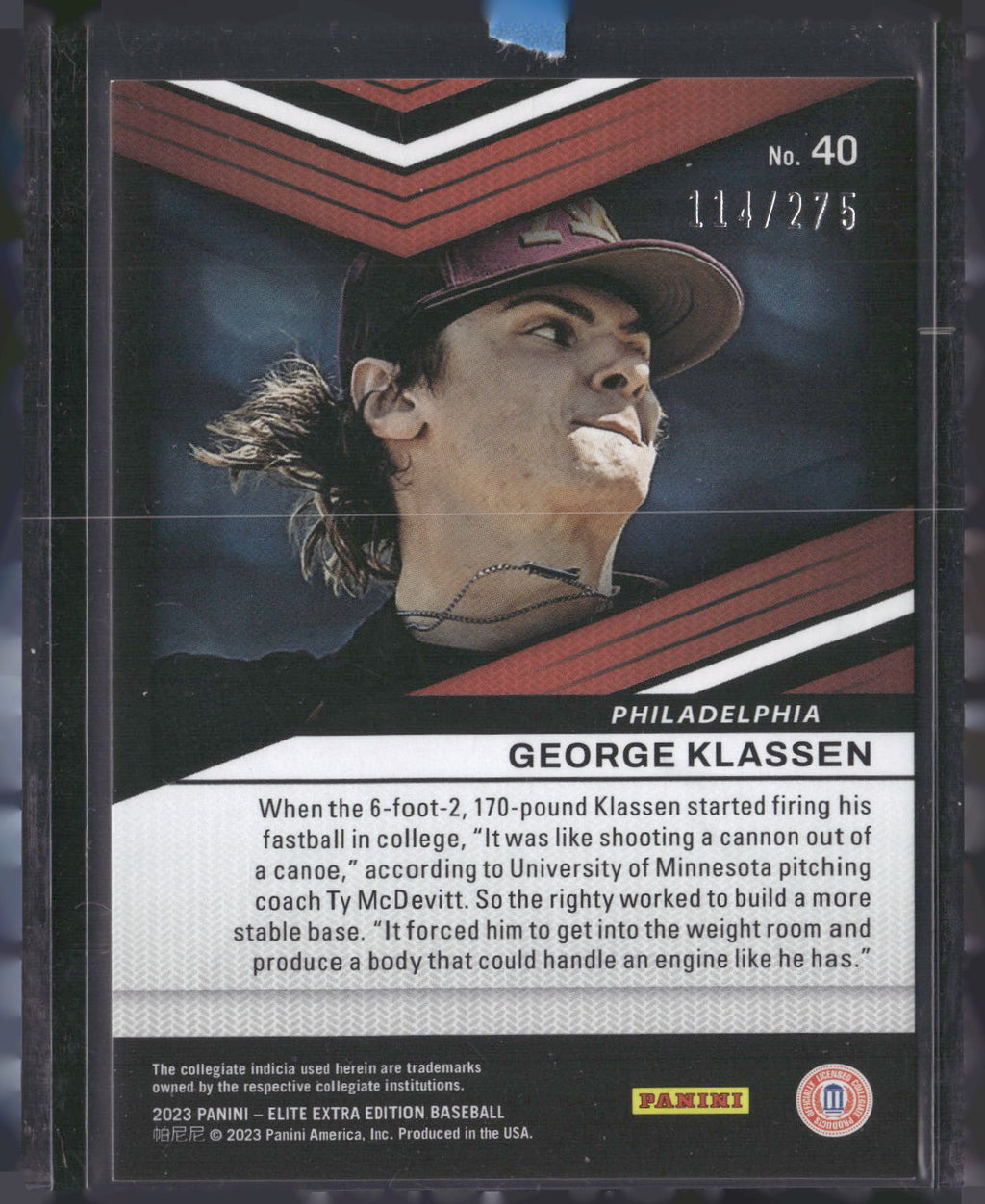 2023 Panini Elite Extra Edition #40 George Klassen Status Orange #/275