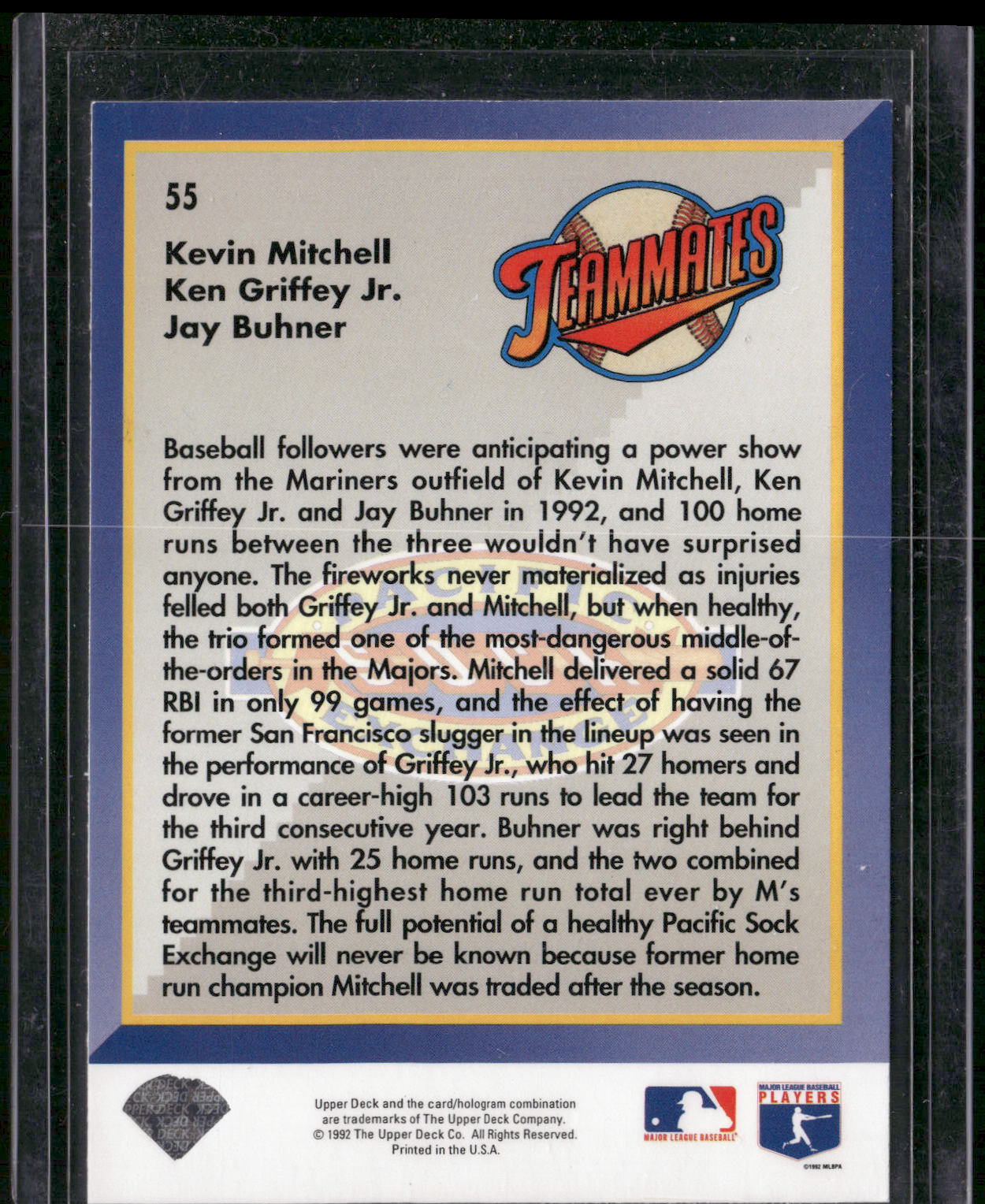 1993 Upper Deck #55 Ken Griffey Jr. / Jay Buhner / Kevin Mitchell