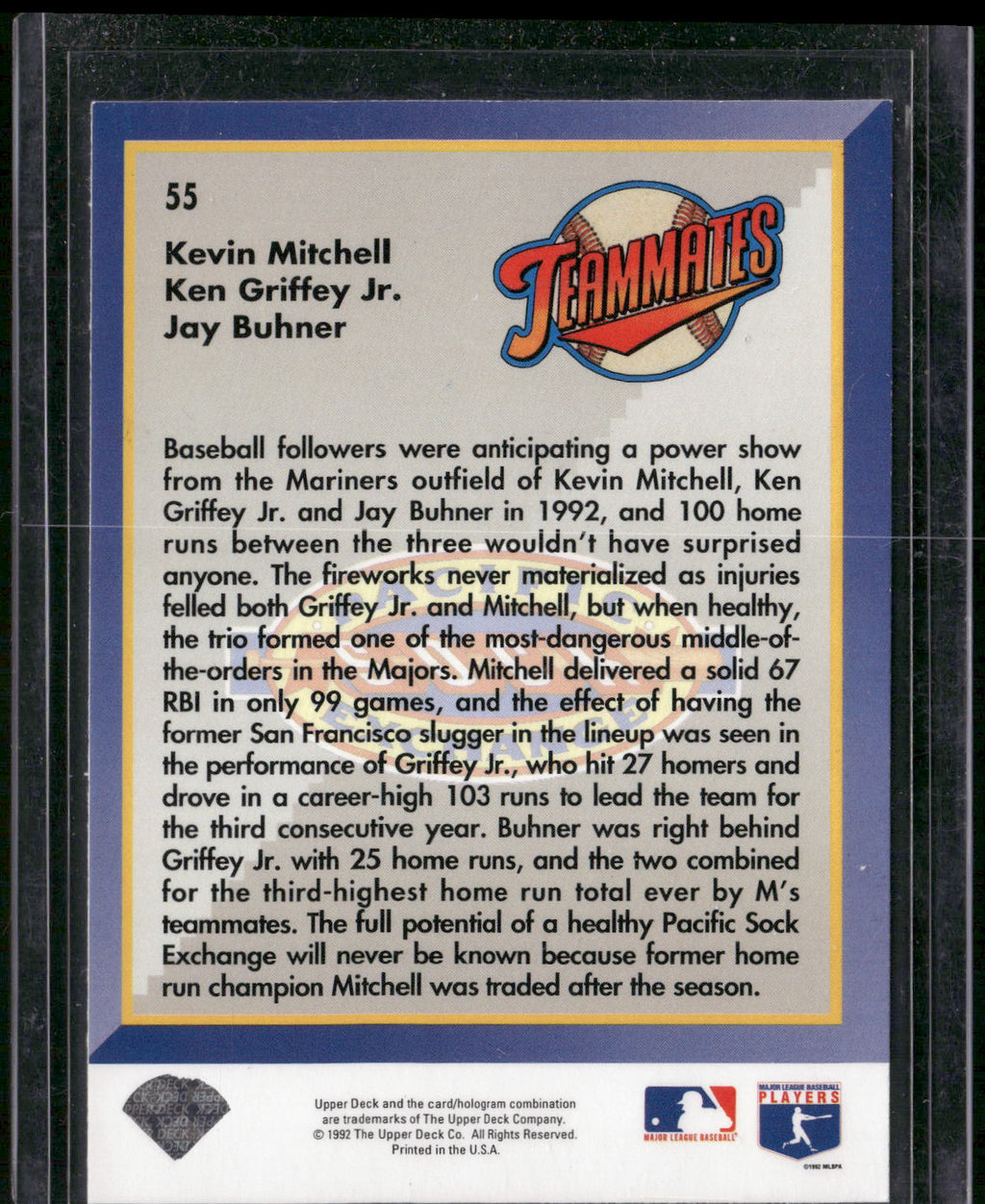 1993 Upper Deck #55 Ken Griffey Jr. / Jay Buhner / Kevin Mitchell