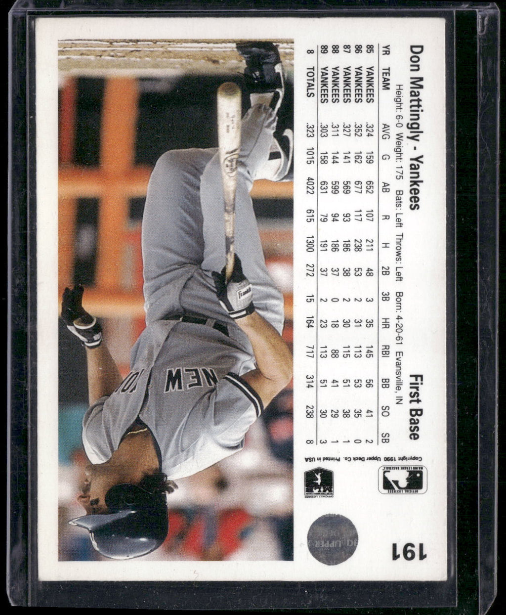 1990 Upper Deck #191a Don Mattingly
