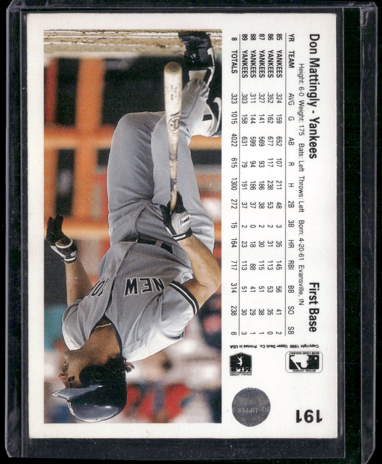 1990 Upper Deck #191a Don Mattingly
