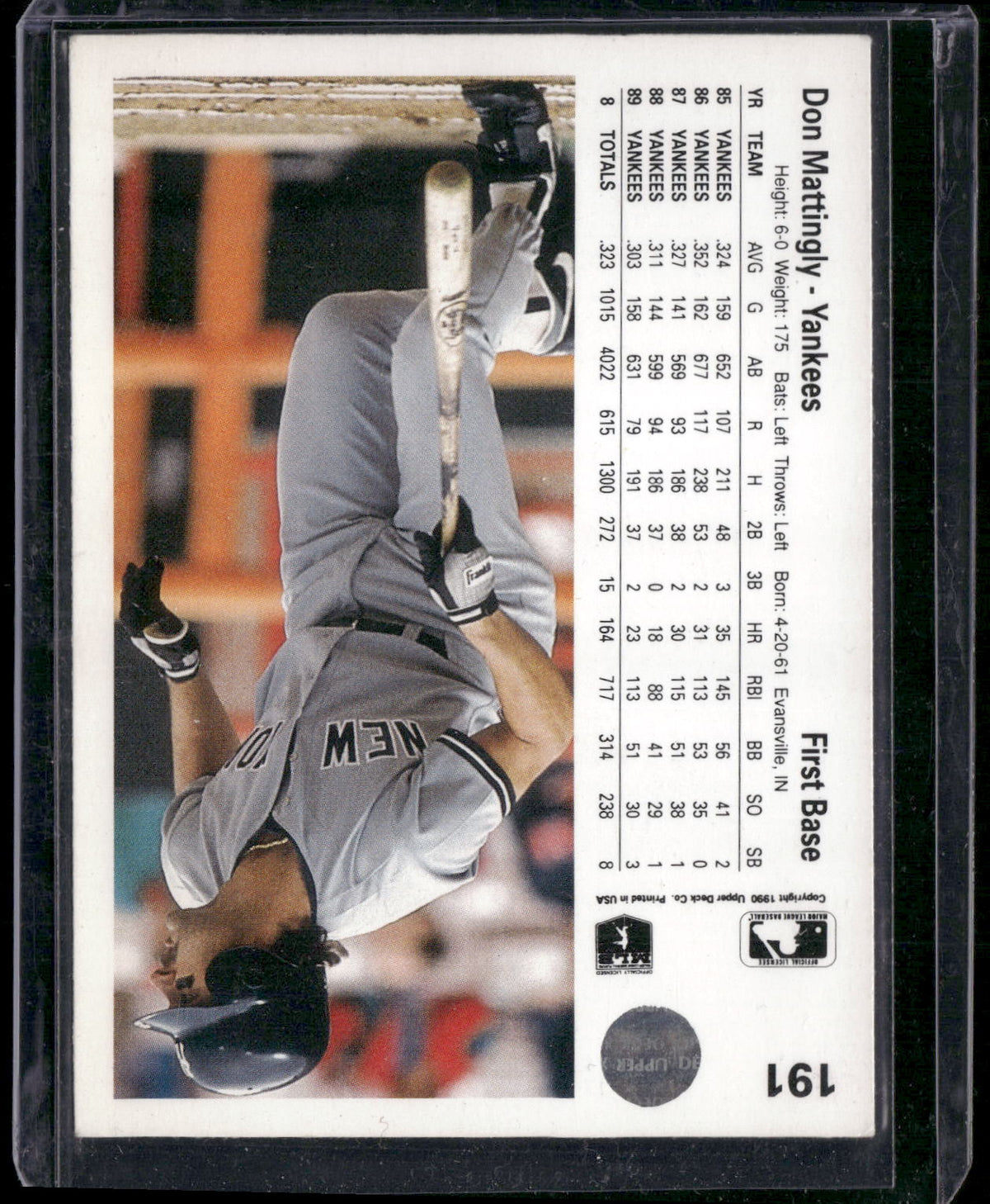 1990 Upper Deck #191a Don Mattingly