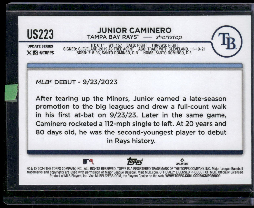 2024 Topps Update #US223 Junior Caminero