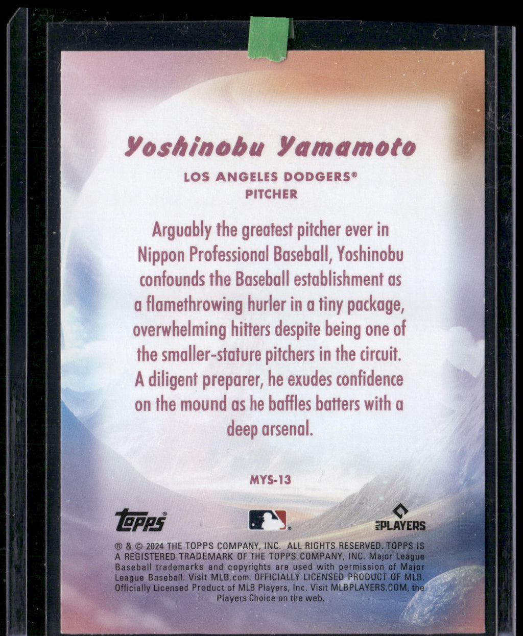 2024 Topps Update #MYS-13 Yoshinobu Yamamoto Mystical