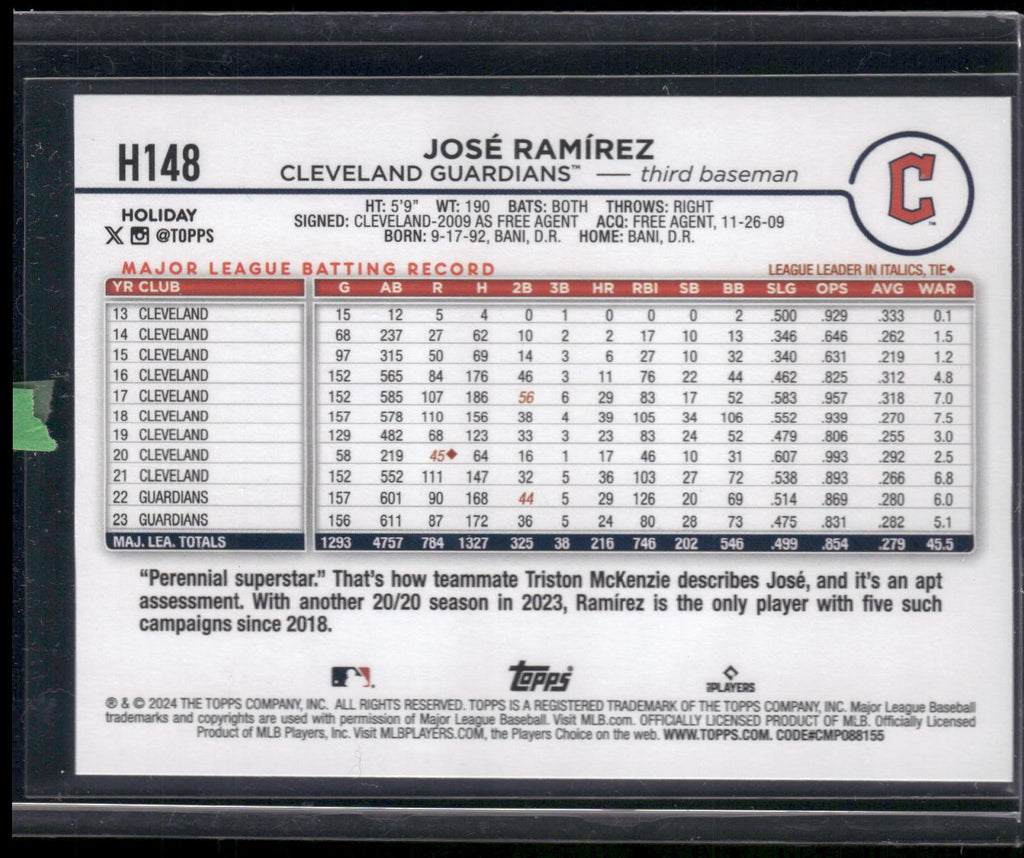 2024 Topps Holiday #H148b José Ramírez