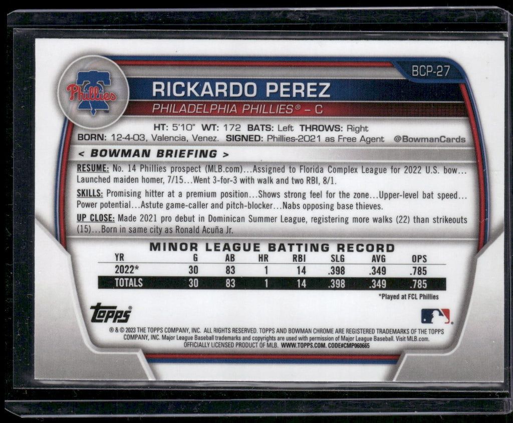 2023 Bowman #BCP-27 Rickardo Perez Chrome Prospects