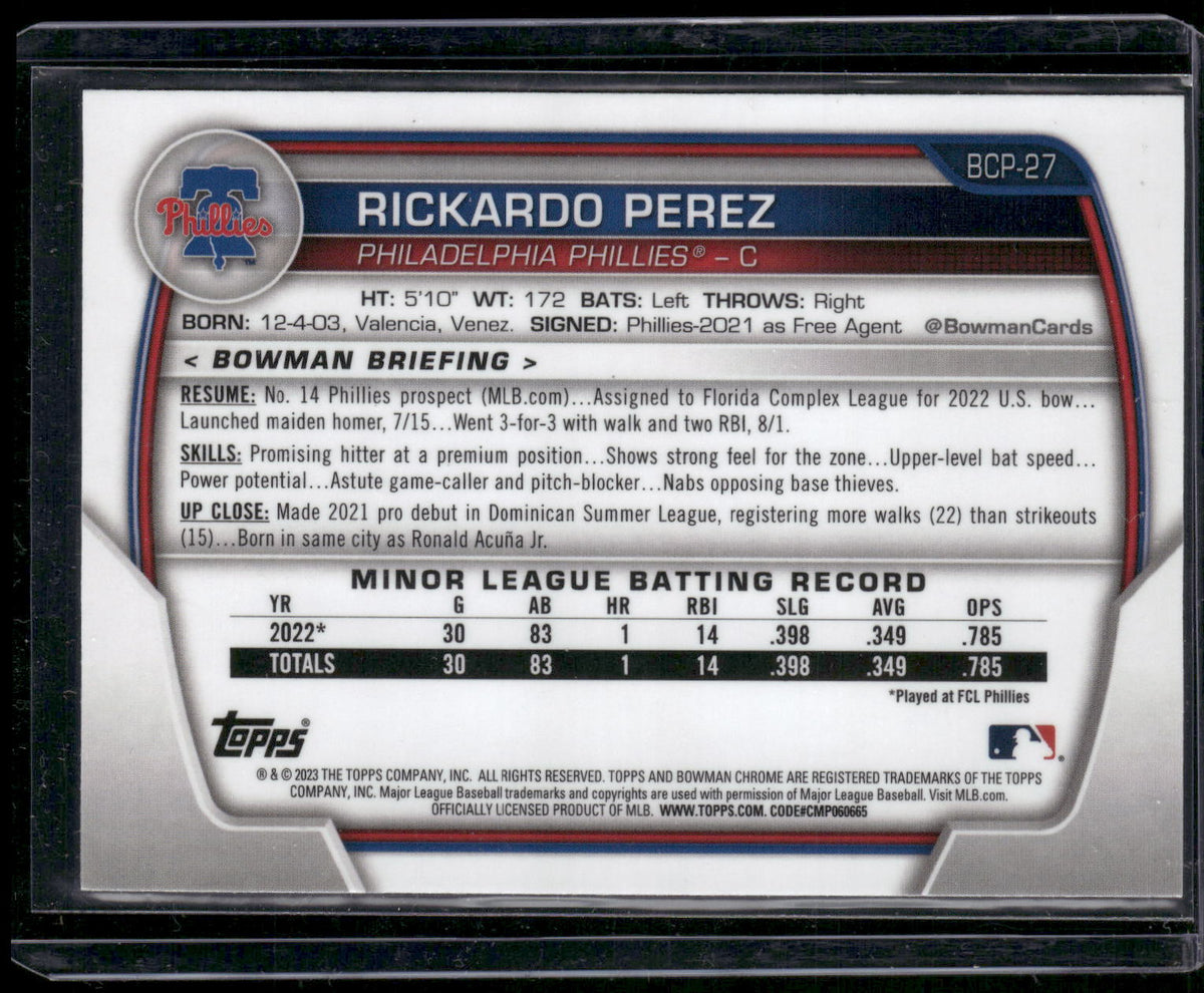 2023 Bowman #BCP-27 Rickardo Perez Chrome Prospects