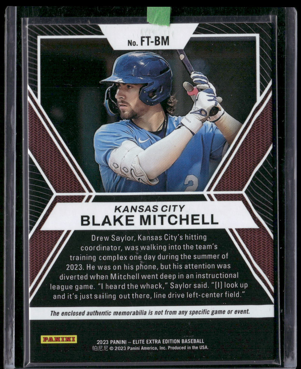 2023 Panini Elite Extra Edition #FT-BM Blake Mitchell Future Threads