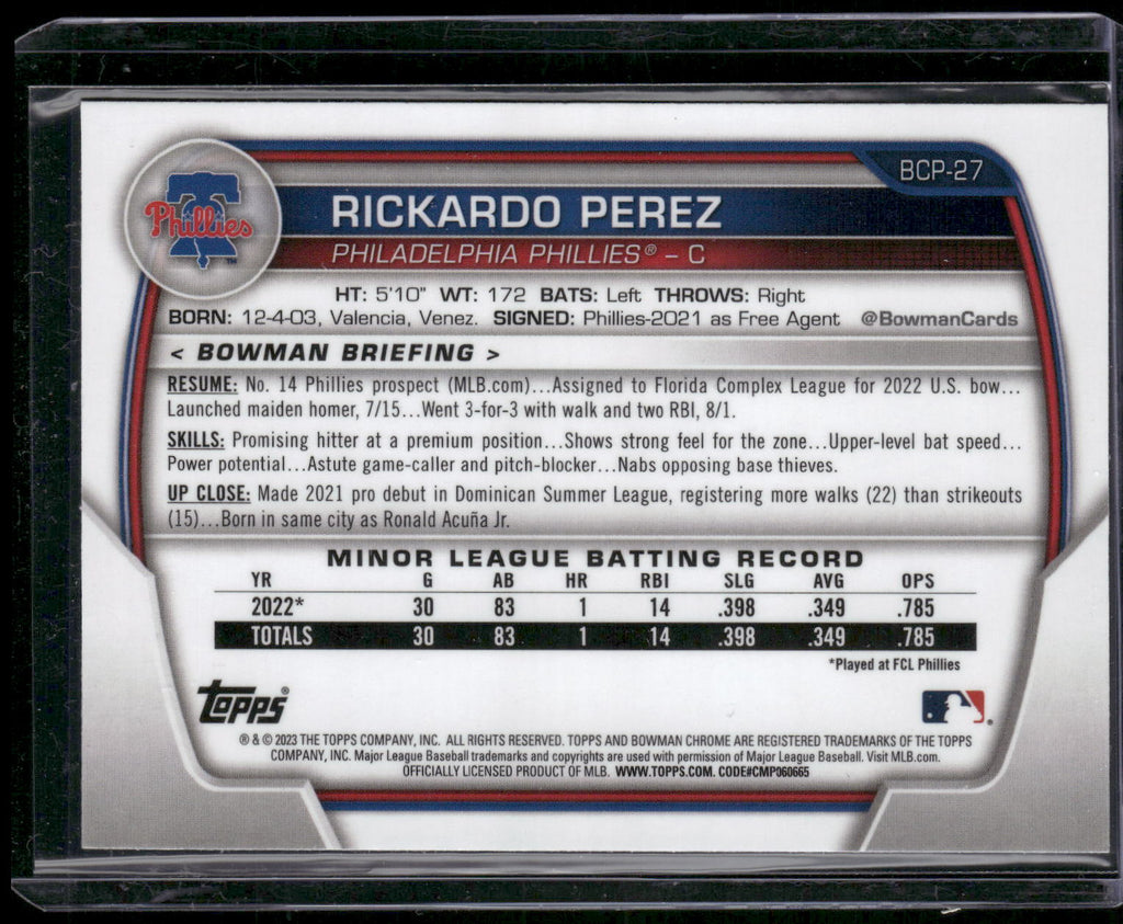 2023 Bowman #BCP-27 Rickardo Perez Chrome Prospects