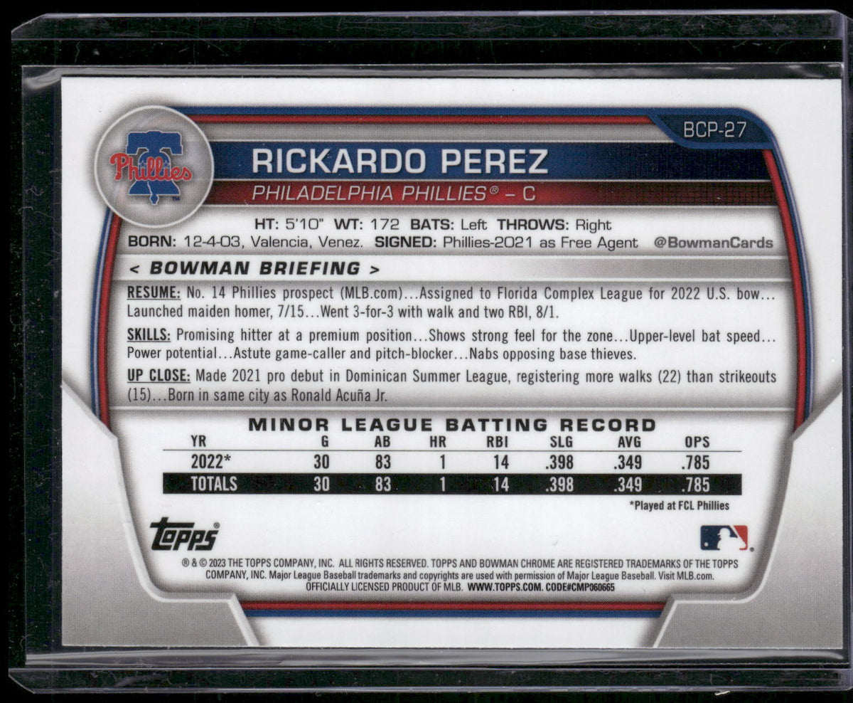 2023 Bowman #BCP-27 Rickardo Perez Chrome Prospects