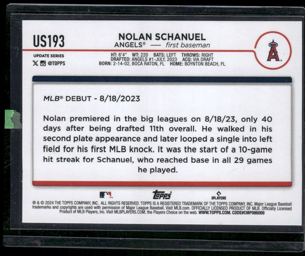 2024 Topps Update #US193 Nolan Schanuel