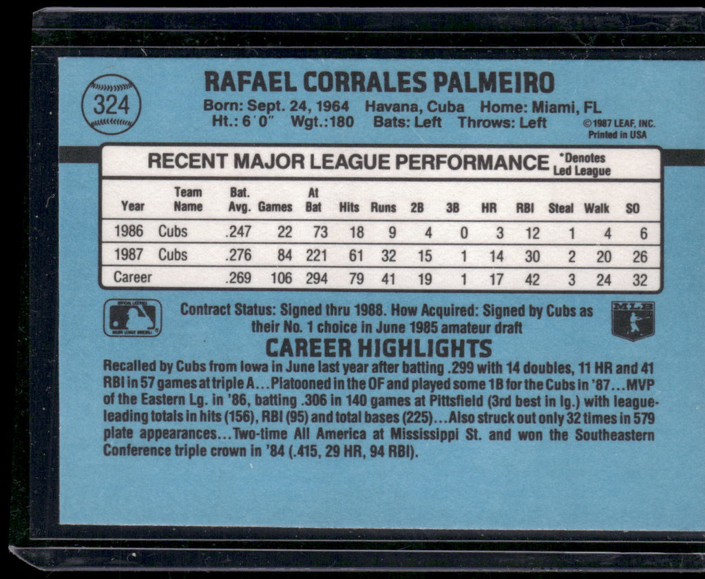 1988 Donruss #324 Rafael Palmeiro