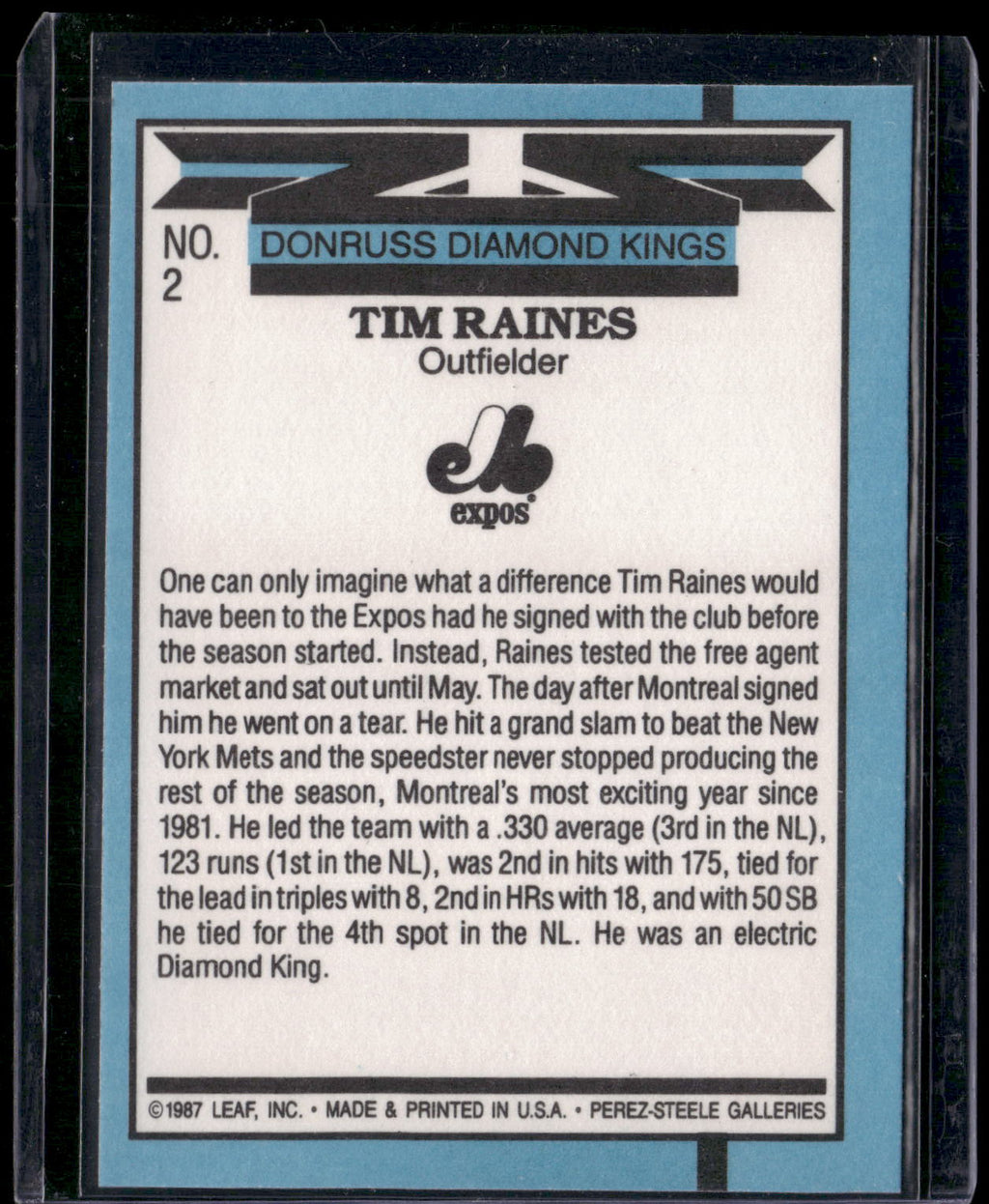 1988 Donruss #2 Tim Raines