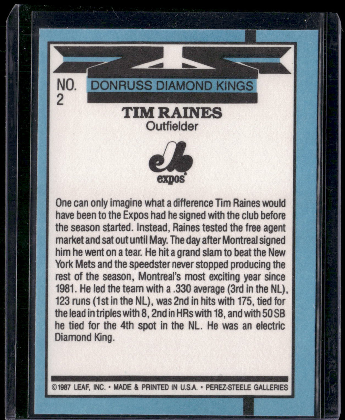 1988 Donruss #2 Tim Raines