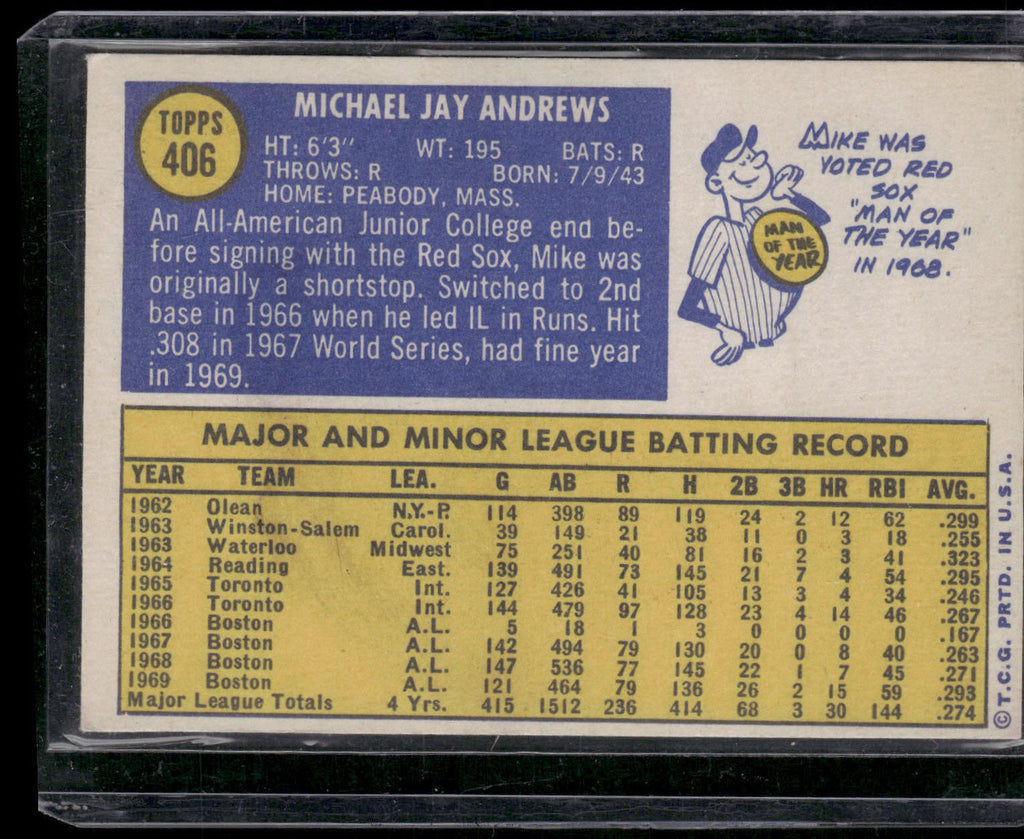 1970 Topps #406 Mike Andrews