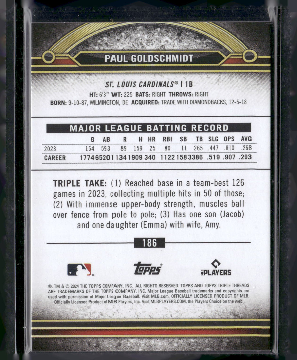 2024 Topps Triple Threads #186 Paul Goldschmidt