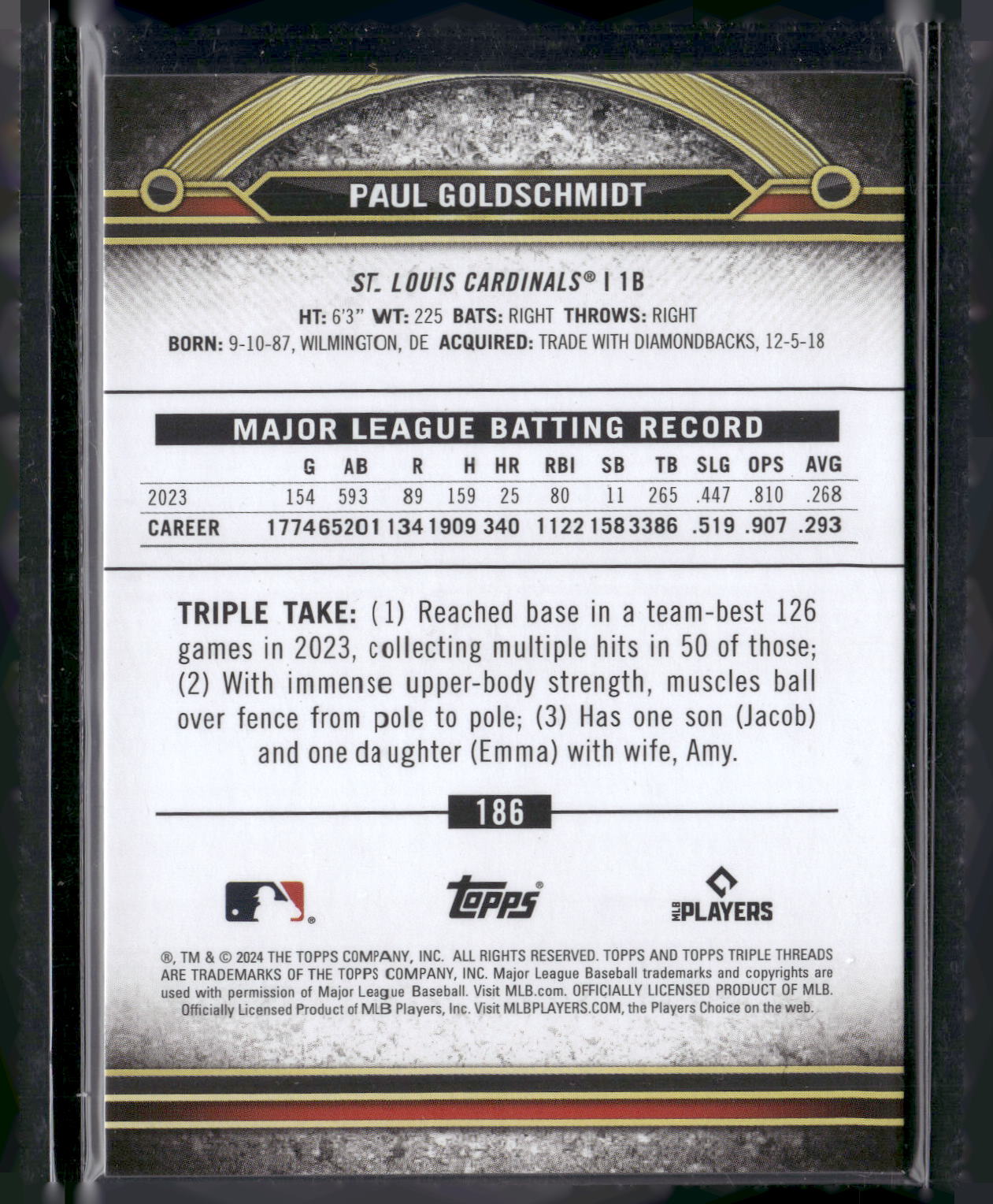 2024 Topps Triple Threads #186 Paul Goldschmidt