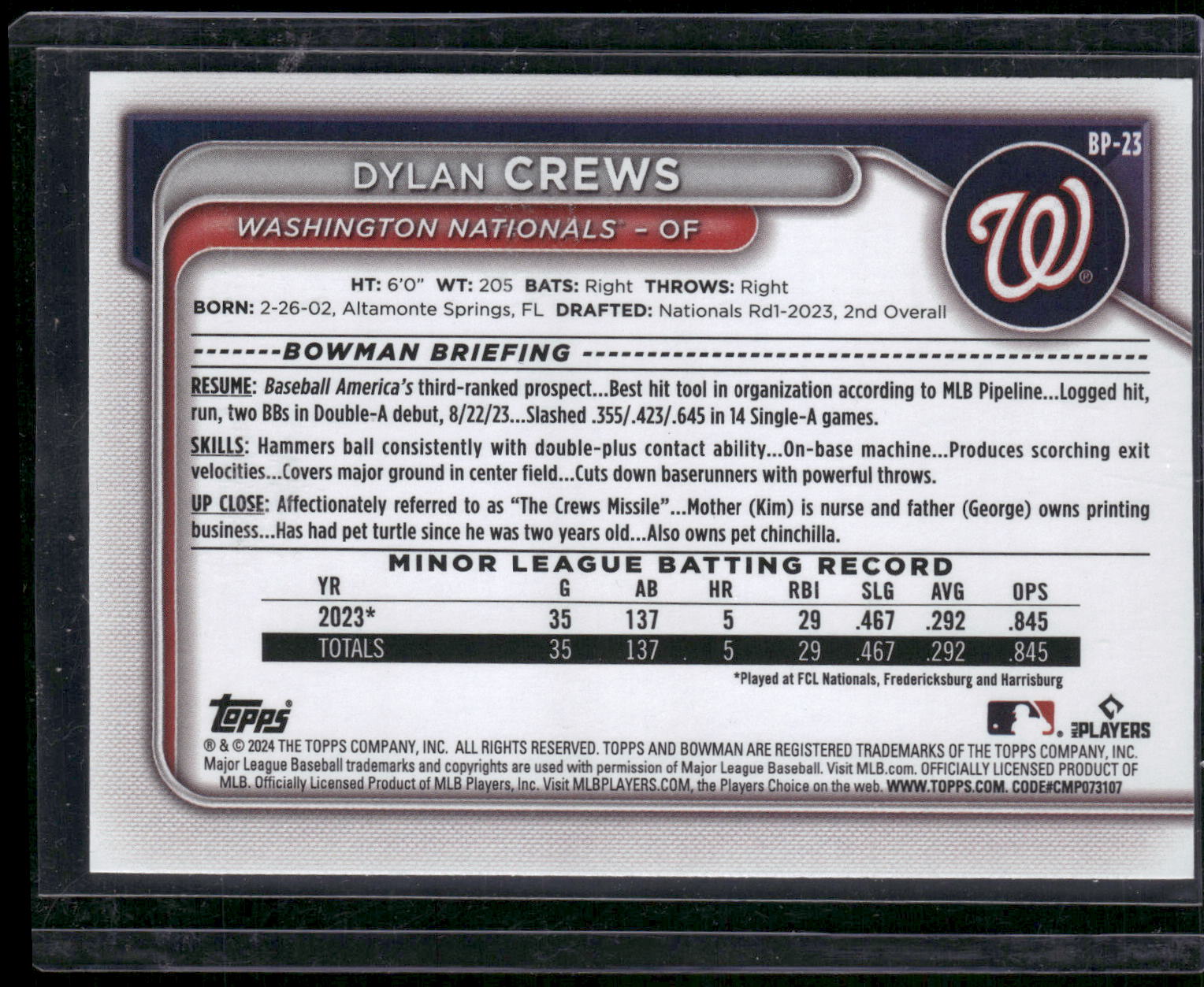 2024 Bowman #BP-23 Dylan Crews Prospects